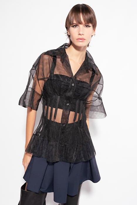 OVAL CAMICIA TULLE RIGIDO BLACK by PINKO