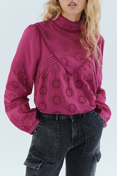 PURPLE FLOWER-EMBROIDERED ORGANIC COTTON BLOUSE by IKKS