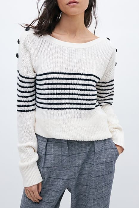 ECRU KNIT SAILOR STRIPE SWEATER by IKKS