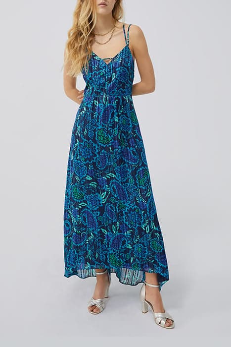 NAVY PSYCHEDELIC FLORAL PRINT VISCOSE LONG DRESS by IKKS