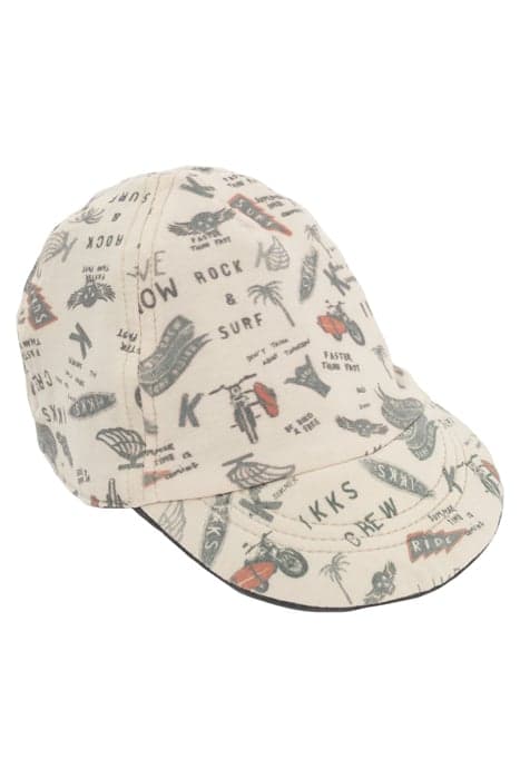 BABY BOYS' PRINTED BEIGE/GREY REVERSIBLE CAP by IKKS