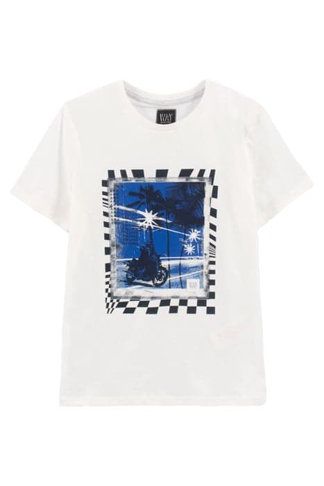 BOYS’ WHITE T-SHIRT WITH CHECKERBOARD FRAMED RIDER IMAGE by IKKS