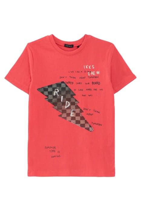 BOYS’ RED ORGANIC COTTON T-SHIRT WITH LENTICULAR LIGHTNING by IKKS