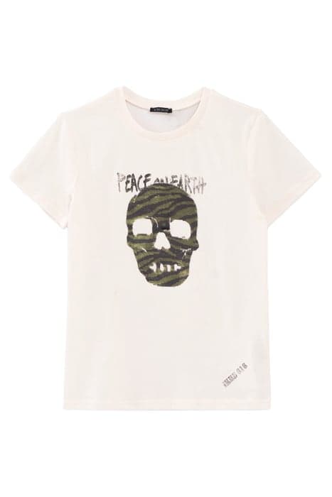 BOYS’ ECRU REVERSIBLE SEQUIN SKULL T-SHIRT by IKKS