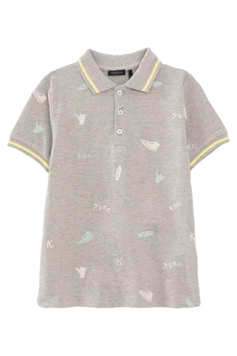 BOYS’ GREY MARL ALL-OVER EMBROIDERY POLO SHIRT by IKKS