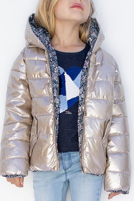 GIRLS’ NAVY FLOWER/SILVER REVERSIBLE PADDED JACKET by IKKS