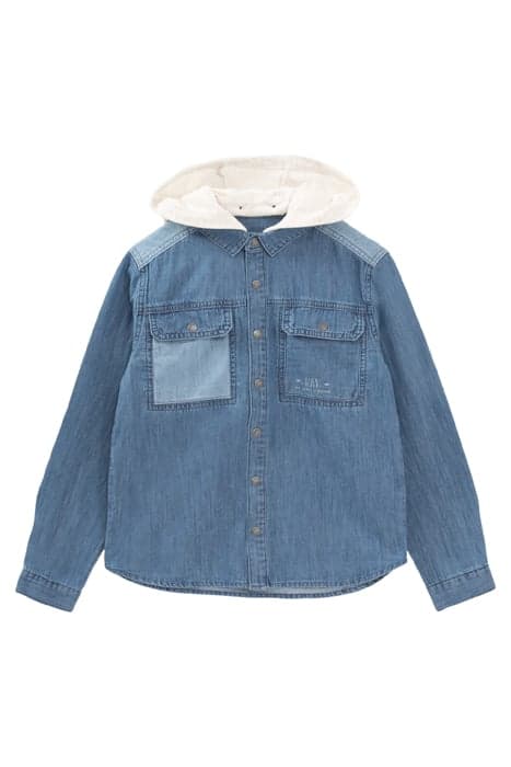 BLUE ORGANIC DENIM SHIRT WITH DETACHABLE HOOD by IKKS