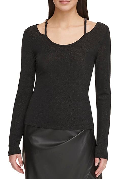 L/S METALLIC KNIT SH BLK/BLACK by DKNY