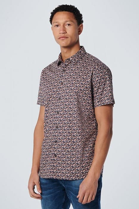 SHIRT SHORT SLEEVE ALLOVER PRINTED STRETCH PAPAYA by No Excess