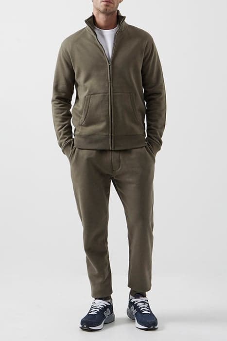 FUNNEL NECK ZIP-THROUGH SWEATER KHAKI/DARK NAVY by French Connection