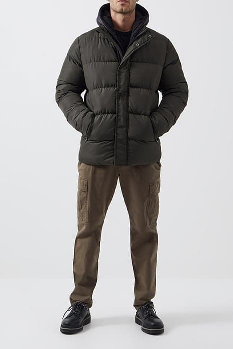 ROW FLEECE PUFFER COAT KHAKI/BLACK by French Connection