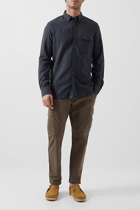 FLANNEL LONG SLEEVE SHIRT CHARCOAL MELANGE by French Connection