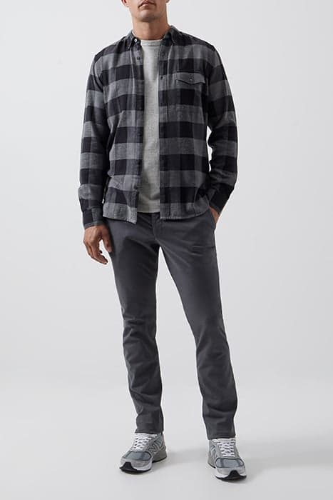 LARGE GINGHAM FLANNEL LONG SLEEVE SHIRT STONE/BLACK by French Connection