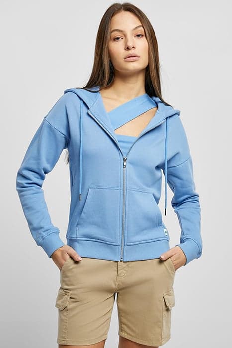 LADIES ORGANIC TERRY ZIP HOODY HORIZONBLUE by Urban Classics