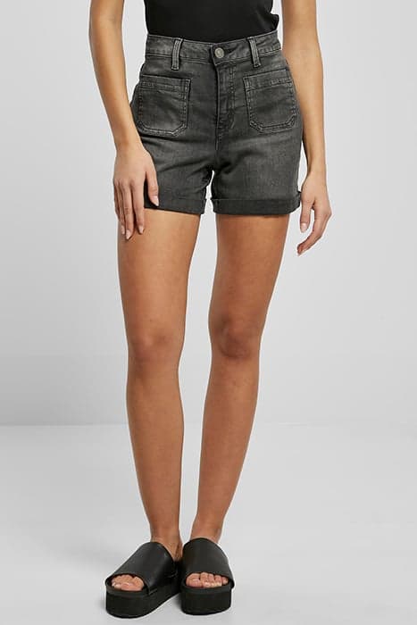 LADIES VINTAGE DENIM SHORTS BLACK WASHED by Urban Classics