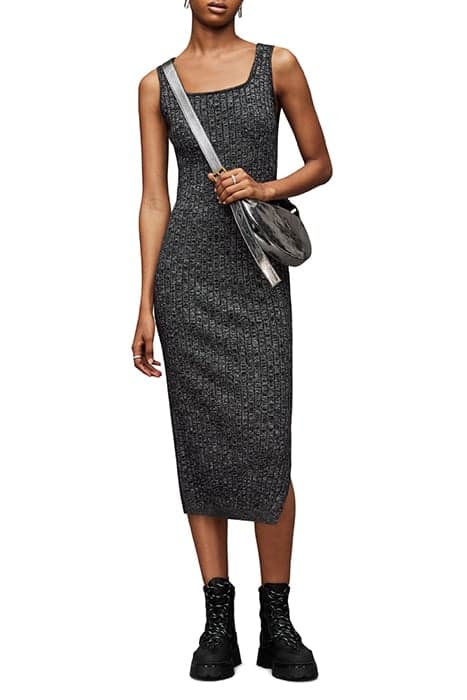 MARGOT SPARKLE DRESS BLACK/SILVER by AllSaints