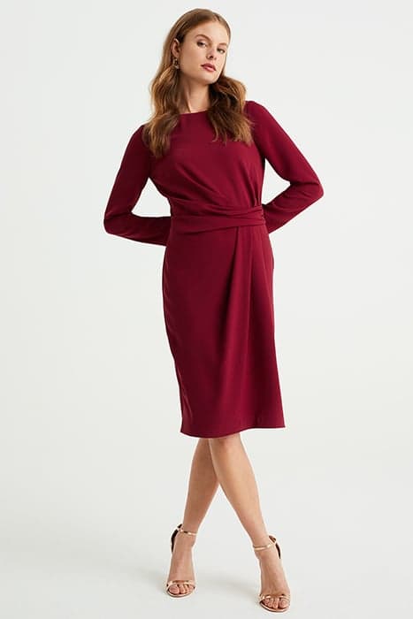 DRESS MID LENGTH BURGUNDY RED by WE Fashion