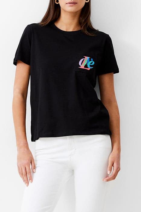 LOVE EMB POCKET TEE BLACK by French Connection