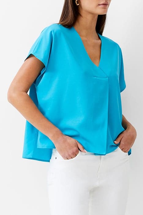 VEE BOXY CREPE LIGHT TOP PEACOCK by French Connection