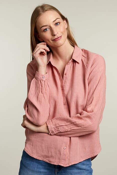 PINK LINEN LONG SLEEVES SHIRT by River Woods