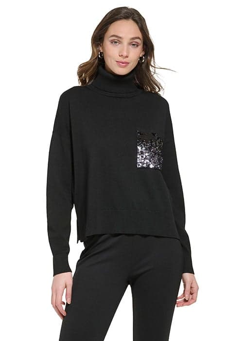 L/S TRTL NK OMBRE SQ BLACK by DKNY