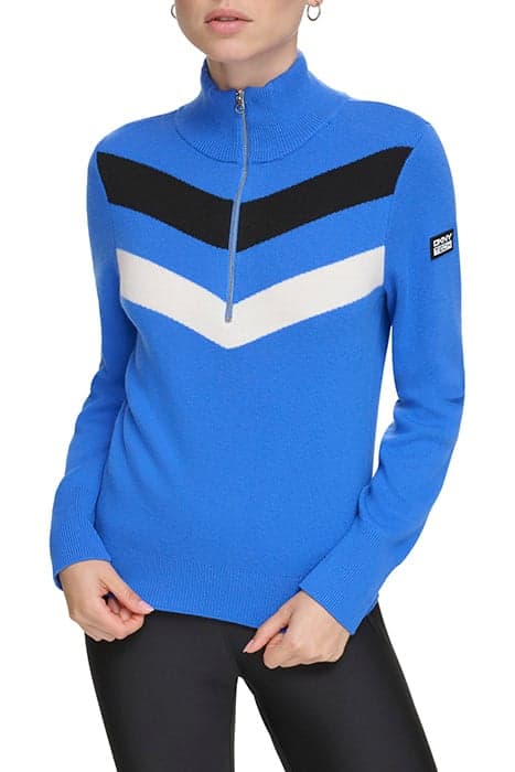 CHEVRON HALF ZIP SWE DZZLNG BLU by DKNY