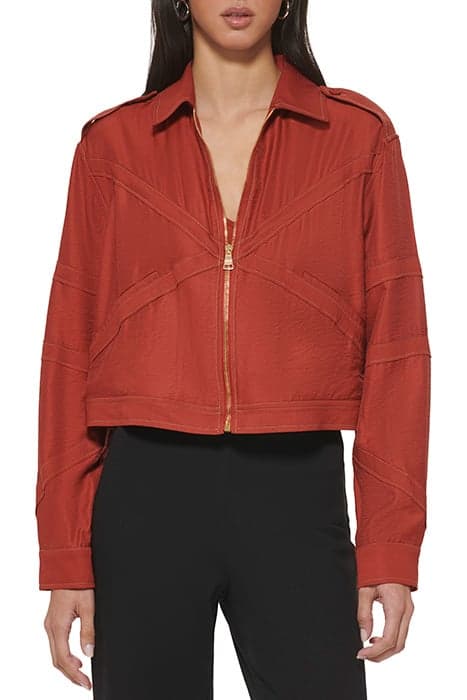 L/S CRINKLE DRESSING RED OCHR by DKNY