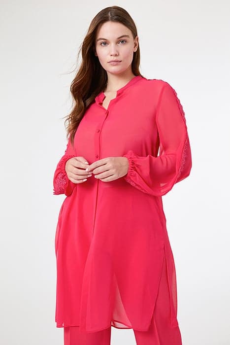 LONG SHIRT WITH LACE INSERTS FUCSIA by Elena Mirò