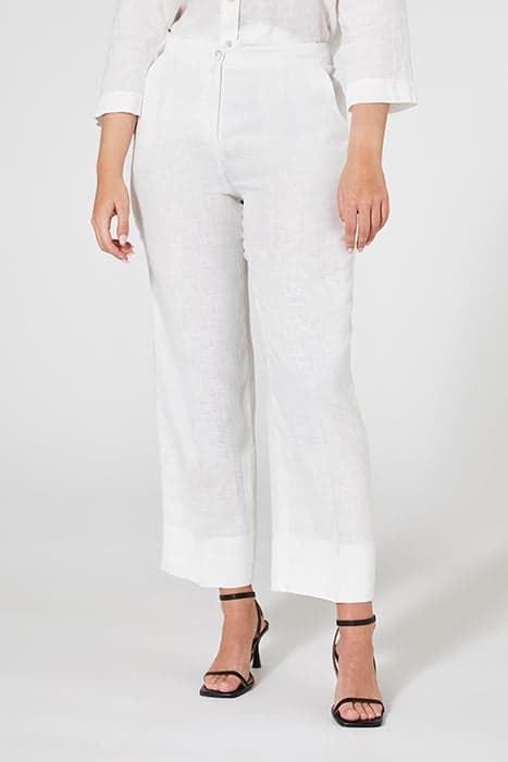 STRAIGHT-LEG LINEN TROUSERS WHITE by Elena Mirò