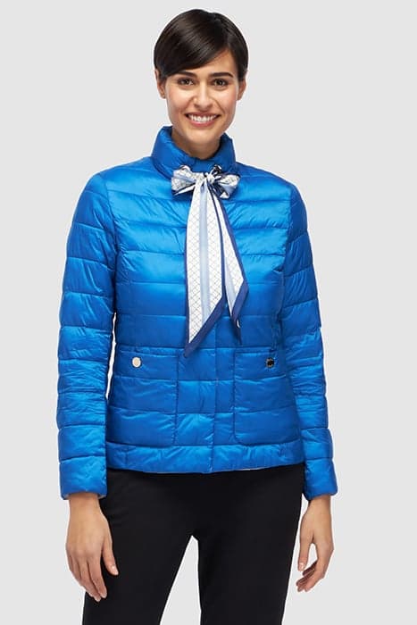 LIGHTWEIGHT DOWN JACKET WITH SCARF DARK BLUE by Oltre