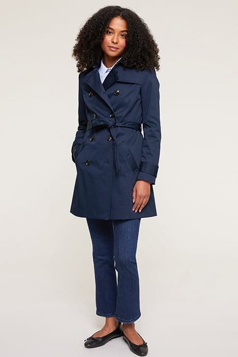 SHORT DOUBLE-BREASTED TRENCH COAT BLUE by Motivi