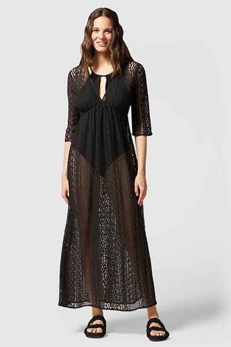 LONG SEE-THROUGH LACE DRESS BLACK by Oltre