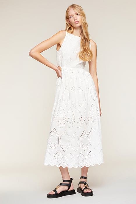 LONG BRODERIE ANGLAISE DRESS WHITE by Motivi