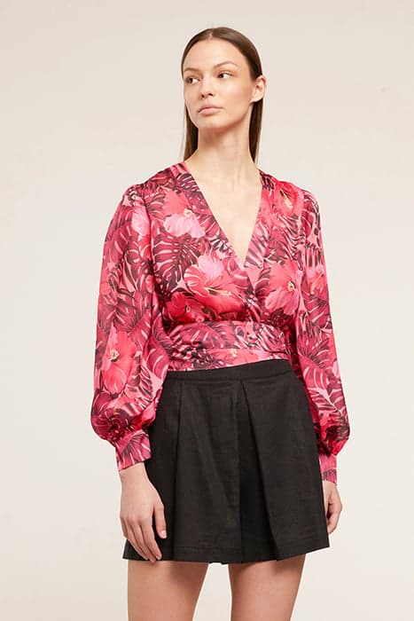 FLORAL PATTERNED SHORT BLOUSE FUCSIA by Motivi