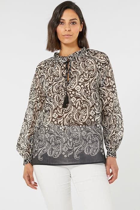 PRINTED BLOUSE WITH BLENDED TRIMS FANTASY by Elena Mirò