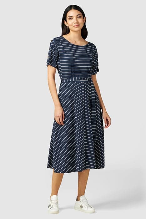 STRIPED JERSEY DRESS BLU NAVY by Oltre