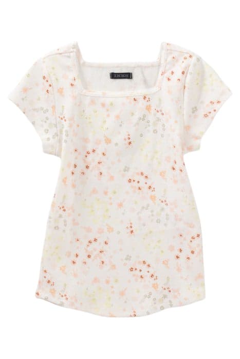 GIRLS’ WHITE TINY FLOWER PRINT RIBBED T-SHIRT by IKKS