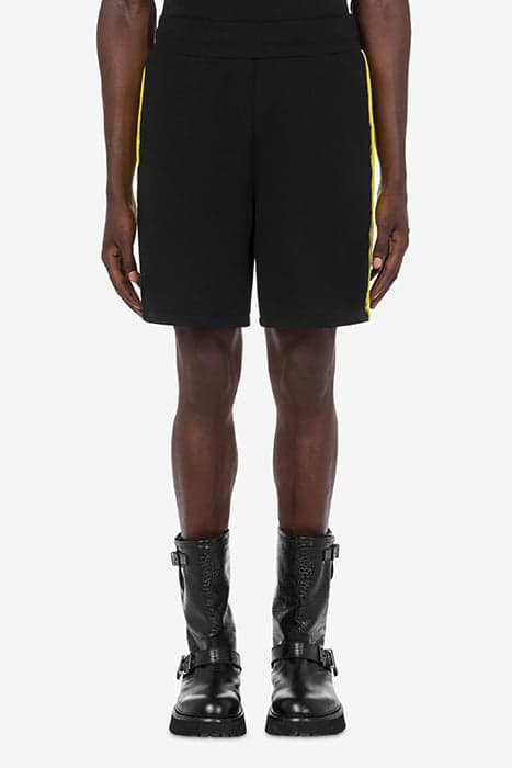 BERMUDA SHORTS IN MOSCHINO PAINT ORGANIC FLEECE BLACK by Moschino