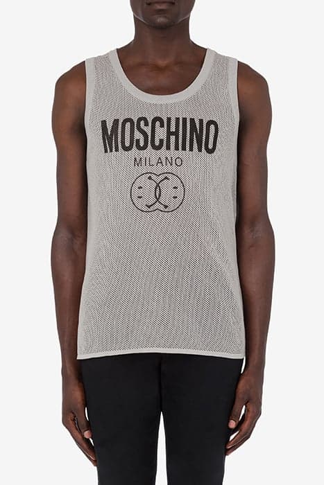 DOUBLE SMILEY® LOGO MESH TANK TOP GREY by Moschino