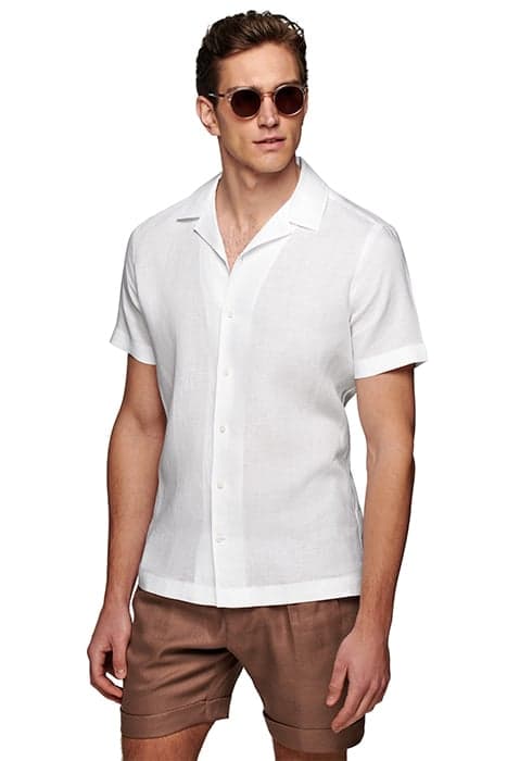 WHITE CAMP COLLAR SLIM FIT SHIRT WHITE by Suitsupply