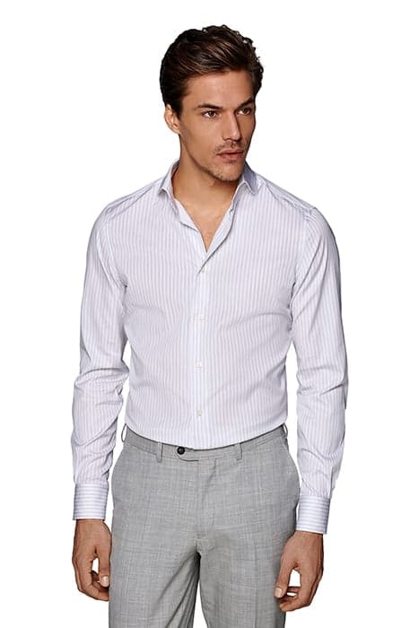 L.GREY STRIPE COTTON TENCEL LIGHT GREY by Suitsupply