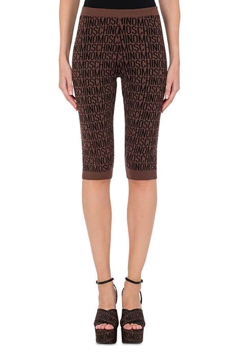 ALLOVER LOGO WOOL LEGGINGS BROWN by Moschino