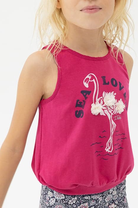 GIRLS’ FUCHSIA FLAMINGO & FLOWER ORGANIC COTTON VEST TOP by IKKS