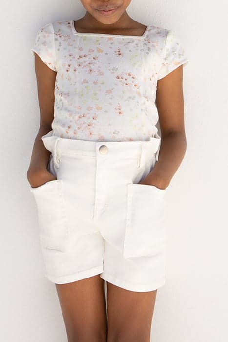 GIRLS’ OFF-WHITE DENIM HIGH-WAIST SHORTS by IKKS