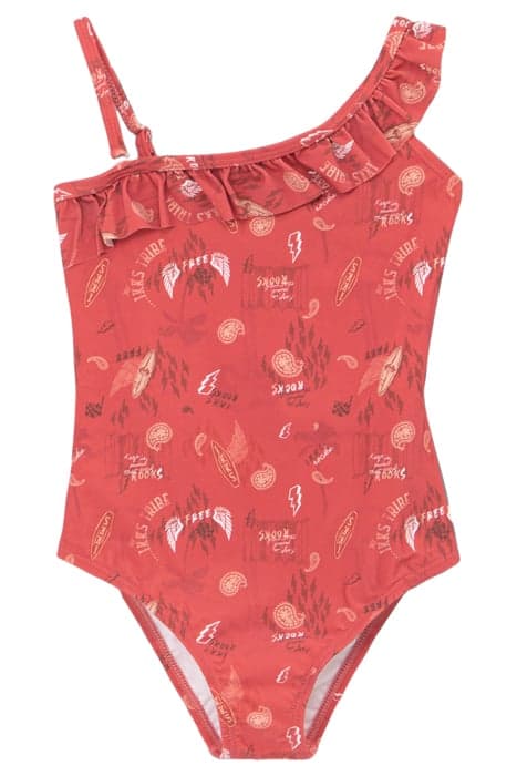 GIRLS’ RED SURF-ROCK PRINT SWIMSUIT by IKKS