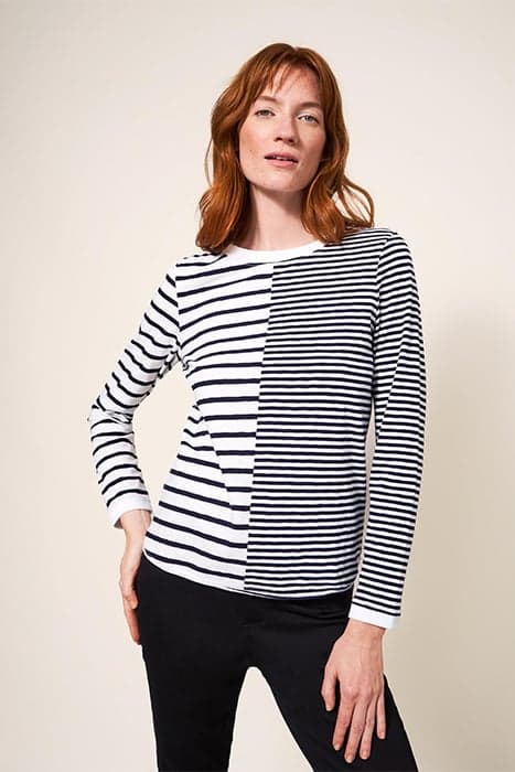 CASSIE STRIPE TEE NAVY MULTI by White Stuff