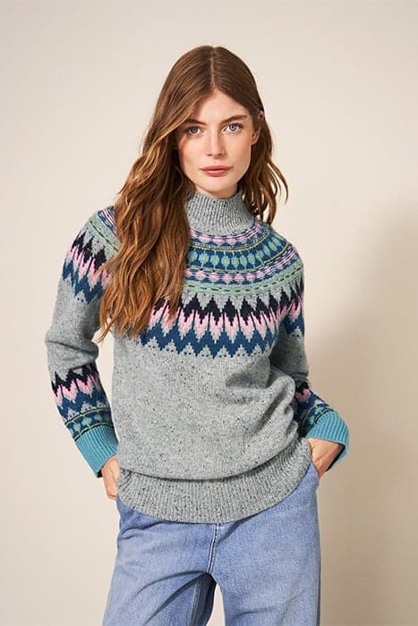 IZZY FAIRISLE JUMPER GREY MULTI by White Stuff