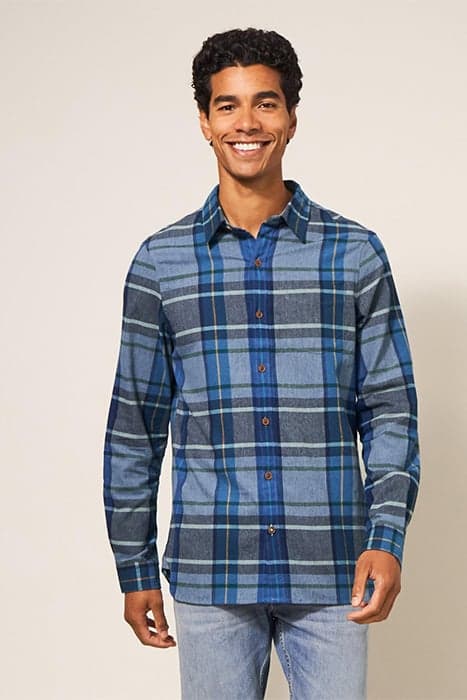 MOXLEY BRUSHED CHECK SHIRT MID BLUE by White Stuff