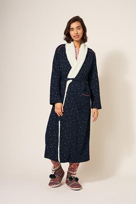 AVA LINED DRESSING GOWN NAVY MULTI by White Stuff