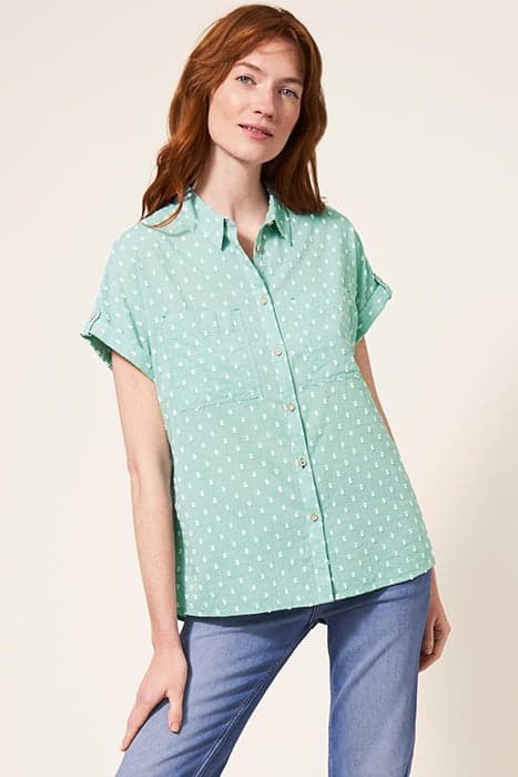 ELLA ORGANIC COTTON SHIRT MID GREEN by White Stuff